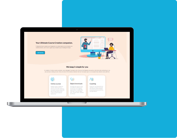 CoursePro's AI-first learning platform on a laptop